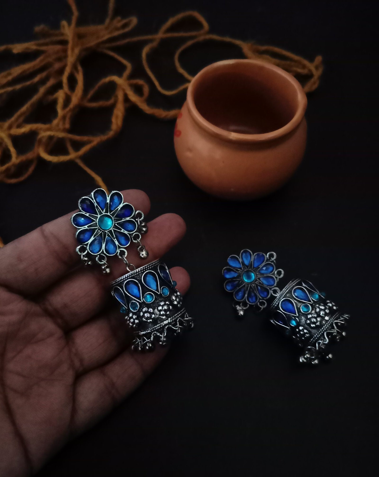 Buy Paisley Oxidised Jhumka Earrings for Women Online at Silvermerc |  GME_2737 – Silvermerc Designs