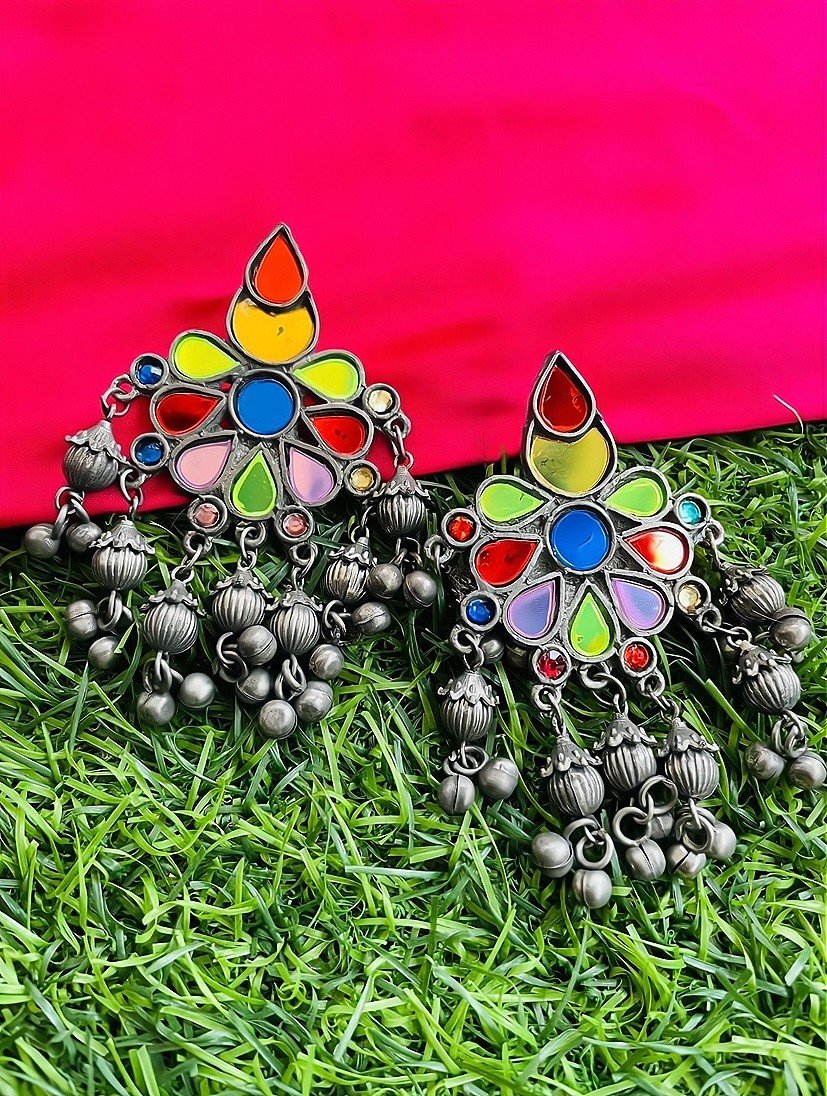 German Silver Afghani Chandbali Earrings at Best Price in Delhi | Divamm