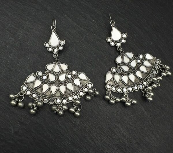 Afghani Chandbali, Afghan Chandbali, Mirror Earrings, Mirror Chandbali,  Tribal Earrings