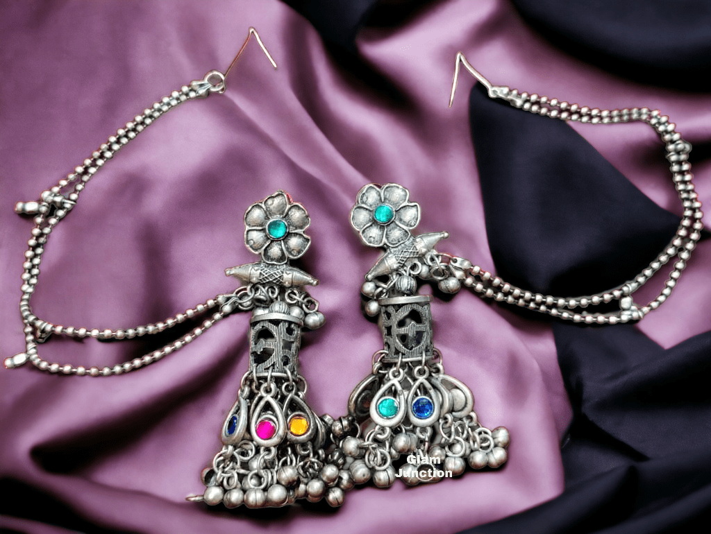 Latest Chandelier Indian Oxidized Silver Jewelry Earrings/ Traditional  Silver Jhumka Earrings/ Baliyaan/ Bollywood Handmade Earrings - Etsy